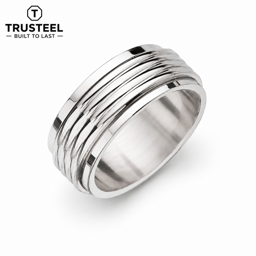 316L stainless steel silver ring men’s women’s band size 11